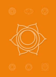 Orangene Karte mit Skaral Chakra 
